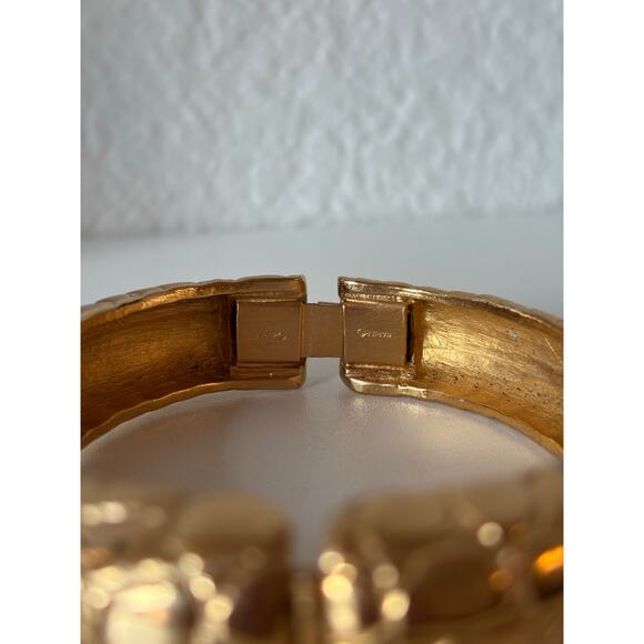 B57 Napier Bracelet Women Vintage Quilted Diamond Snakeskin Hinged Bangle - Picture 6 of 11